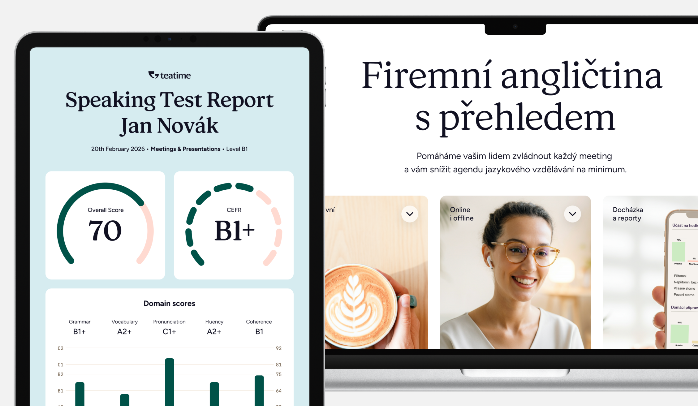 TeaTime language school interface